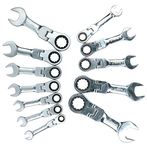 AB Tools Metrische + Imperial Stubby Flexible Flexi Kombination Ratsche Set 12 pc von AB Tools