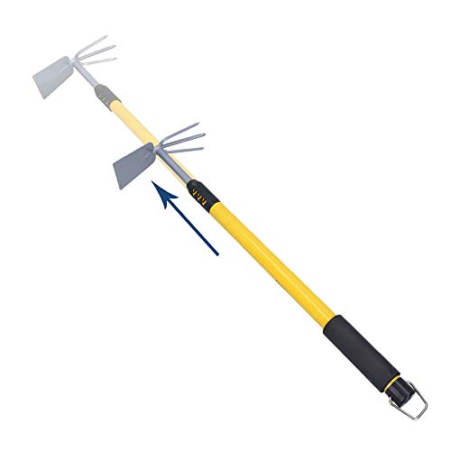 AB Tools Teleskop-Garten-Kultivator, ausziehbar, 62-90 cm, Doppelkopf-Hacke Gabel von AB Tools