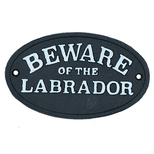 Schild aus Gusseisen mit Aufschrift "Beware the Labrador", Schwarz von AB Tools