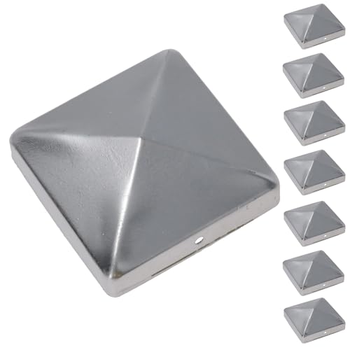 Zaunpfostenkappen aus Metall für Zaunpfosten, 75 mm x 75 mm, Schutzabdeckung, Silber, 8 Stück von AB Tools