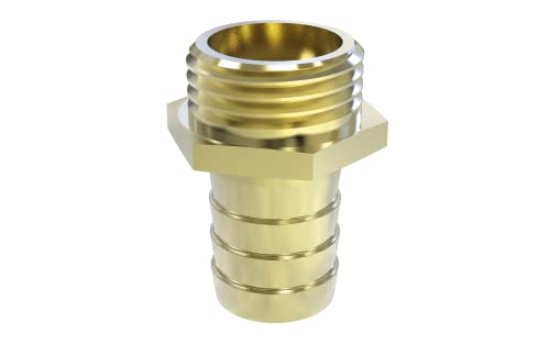 ABA Beul 10010.108.2 Gewinde-Schlauchstutzen mit Sechskant und Außengewinde 1" x 16 mm, Messing von ABA Beul