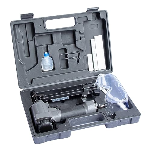 ABAC Set mit Nagler und Heftgerät im Koffer, inklusive Klammern von 16 – 32 mm, Nägel 15 – 32 mm, 1 Schutzbrille, 1 Flasche Öl von ABAC