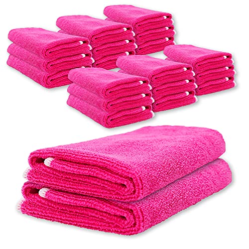 ABACUS® Mikrofasertuch pink 20er Set (7791.2) - Mikrofasertuch High Performance Reinigungstuch Putztuch Fenster Fusselfrei Hohe Saugkraft von ABACUS