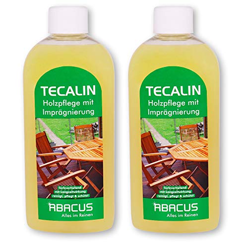 ABACUS® 2x 500 ml Tecalin - Für alle Holzarten Holzpflegemittel Holzpflegeöl Teakpflege Holzpflege Imprägnierung Holz-Reiniger Holz-Pflege - Made in Germany (7613) von ABACUS