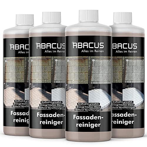 ABACUS® Mauerreiniger Hochkonzentrat, Mauerwerkreiniger - alternative zu Sandstrahlung, Ziegelreiniger, Betonreiniger, Fassadenreiniger, Steinreiniger – Fassadenreiniger 4x 1000 ml (7691.4) von ABACUS