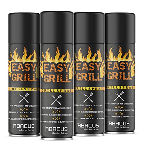 ABACUS® Trennspray Grill, Grillspray, Antihaftspray, Antihaft-Trennspray, Grilltrennspray, Grillrostspray, Anti-Haft Grillspray, Grill-Trennspray – Trennspray Grill 4X 200 ml (7625) von ABACUS