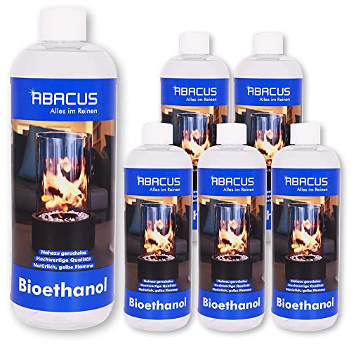 ABACUS® Ethanol, Spiritus, Bioethanol, Brennspiritus für den Kamin, Tischkamin, Wandkamin und Feuerstellen Bioethanol 6X 1 Liter (7071) von ABACUS