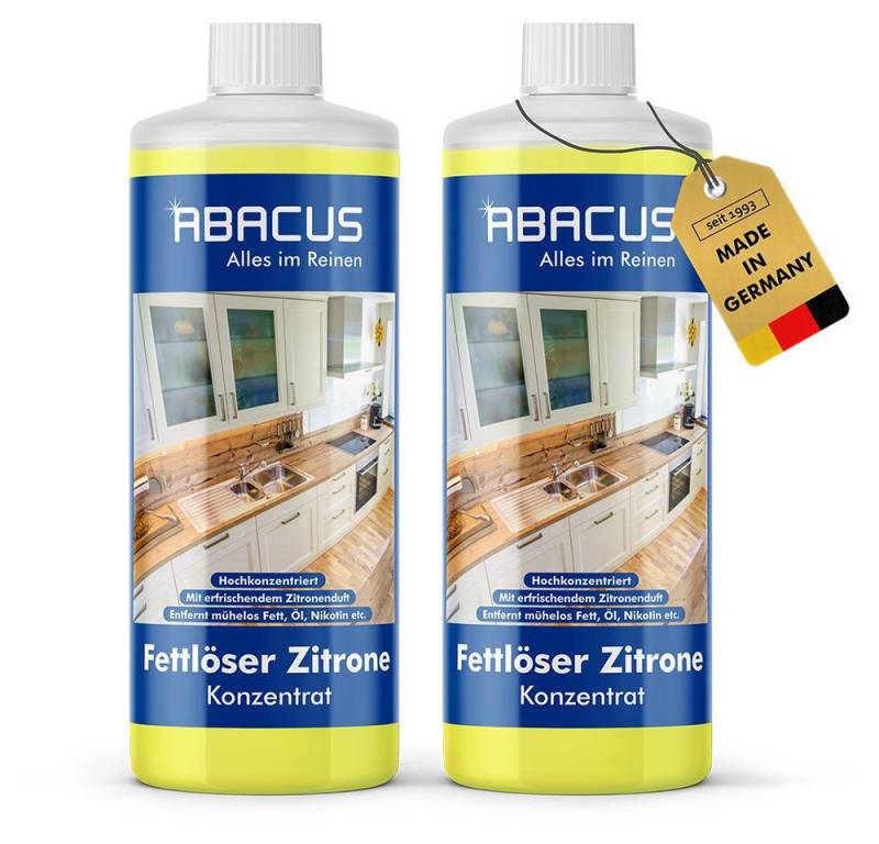 ABACUS Fettlöser Zitrone Konzentrat, Küchenreiniger, Universalreiniger Allzweckreiniger (Mit erfrischendem Zitronenduft, [2-St. Kurze Einwirkzeit Entfernt Mühelos Fett und Öl) von ABACUS