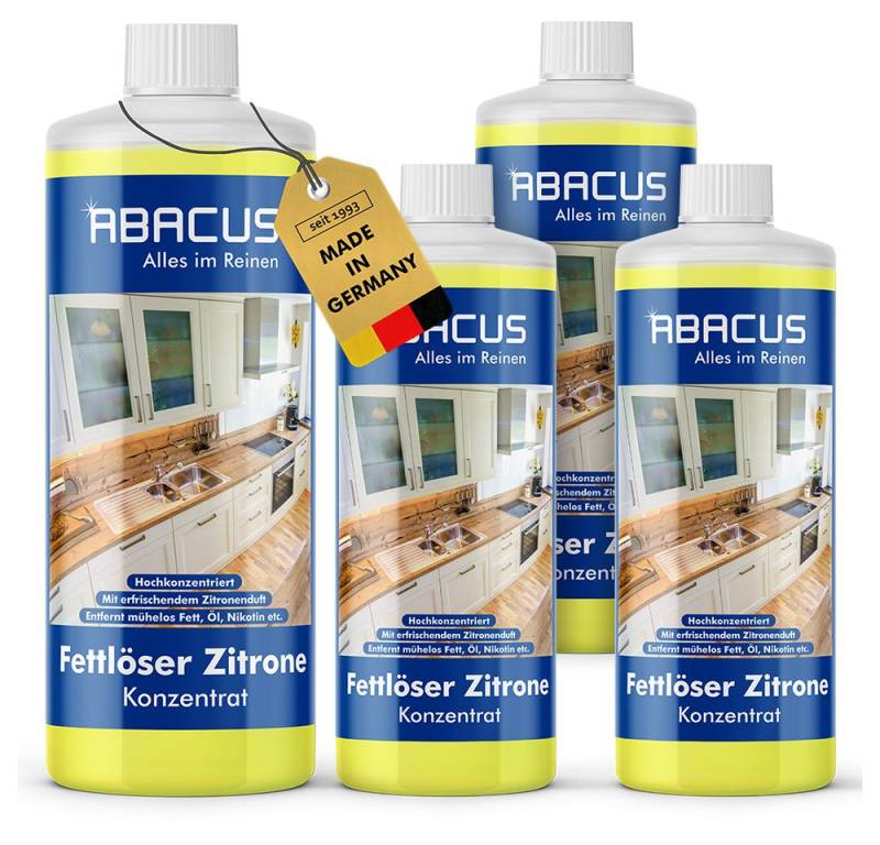 ABACUS Fettlöser Zitrone Konzentrat, Küchenreiniger, Universalreiniger Allzweckreiniger (Mit erfrischendem Zitronenduft, [- Kurze Einwirkzeit Entfernt Mühelos Fett und Öl) von ABACUS