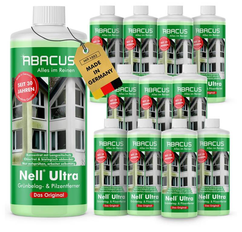 ABACUS Nell Ultra Algenentferner, Grünbelagentferner, Flechtenentferner Grünbelagentferner (Bekannt aus QVC, [- Ergiebiges Konzentrat Selbsttätig mit Langzeitsschutz) von ABACUS