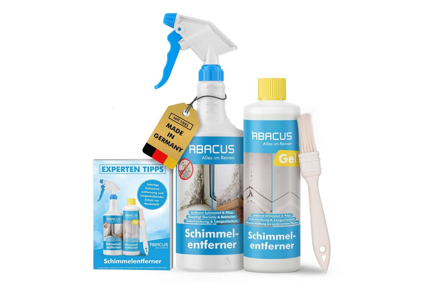 ABACUS Schimmelentferner - Das Profi Set Schimmelentferner (inkl. Experten Tipps, [3-St. Schimmelentferner Profi Set Sofortwirkung mit Langzeiteffekt) von ABACUS
