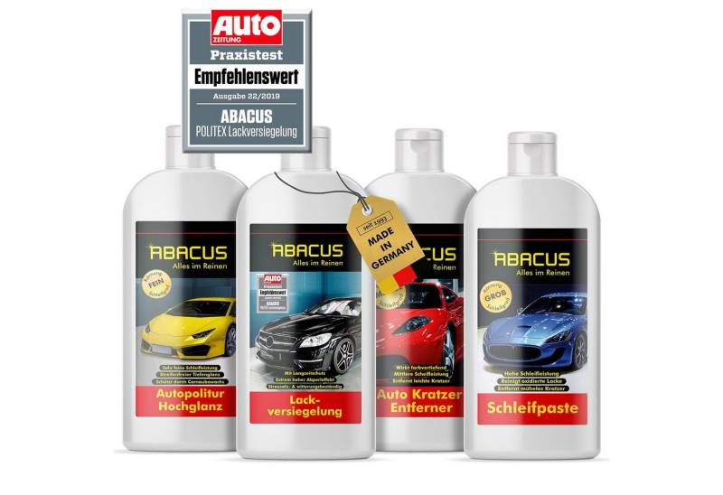 ABACUS Set - Hochglanzpolitur Lackversiegelung Kratzerentferner Schleifpaste Autopolitur (Schonend für Lackoberflächen, 4 St., beseitigt Kratzer), reinigt verwitterte Lackoberflächen von ABACUS