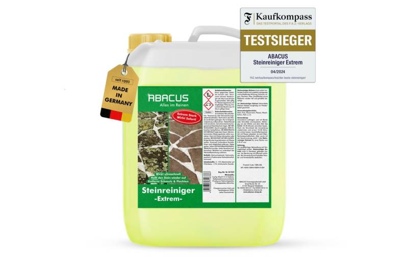 ABACUS Steinreiniger Extrem, Flechtenentferner, Steinreiniger Intensiv außen Grünbelagentferner (Entfernt sofort Algen, Schmutz, Grünbelag und Flechten, [- 2500ml Steinreiniger Extrem mit Sofortwirkung) von ABACUS