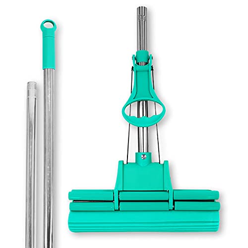 ABACUS Wischmop Extrem Saugstark - Bodenwischer, Green Mop, Wringer Mit 4-Rollen Doppelwringsystem - Bodenreiniger 30 cm (6060) von ABACUS