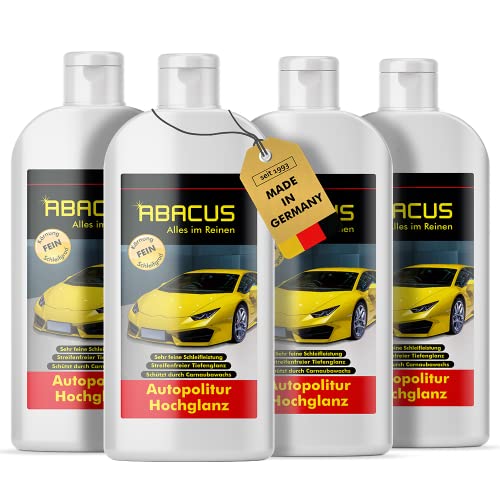 ABACUS® Autopolitur Hochglanz, Hochglanzpolitur, Lackpolitur, Politur Hochglanz, Auto-Politur, Lackglanz, Tiefenglanz, Poliermittel – Autopolitur Hochglanz 4x 500 ml (7716.4) von ABACUS