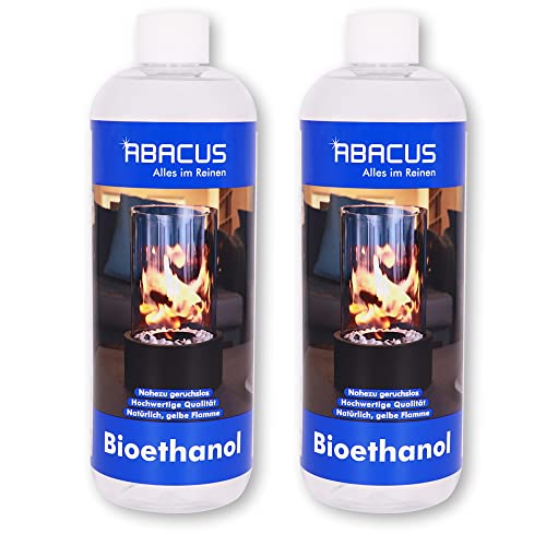 ABACUS® Ethanol, Spiritus, Bioethanol, Brennspiritus für den Kamin, Tischkamin, Wandkamin und Feuerstellen Bioethanol 2 x 1 Liter (7070) von ABACUS