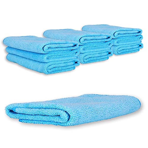 ABACUS® Mikrofasertuch blau 10er Set (7792.1) - Mikrofasertuch High Performance Reinigungstuch Putztuch Fenster Fusselfrei Hohe Saugkraft von ABACUS
