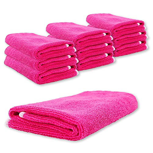 ABACUS® Mikrofasertuch pink 10er Set (7791.1) - Mikrofasertuch High Performance Reinigungstuch Putztuch Fenster Fusselfrei Hohe Saugkraft von ABACUS