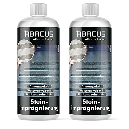 ABACUS® Steinimprägnierung, Terrassenimprägnierung, Balkonimprägnierung, Marmorimprägnierung, Granitimprägnierung, Natursteinimprägnierung – Steinimprägnierung 2x 1000 ml (7703.2) von ABACUS