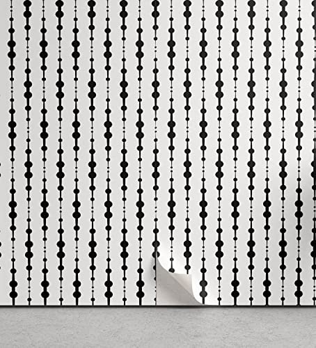 ABAKUHAUS Abstrakt abziehbare & klebbare Tapete für Zuhause, Monochrome Linien Dots, selbstklebendes Wohnzimmer Küchenakzent, 33 cm x 250 cm, Schwarz-Weiss von ABAKUHAUS