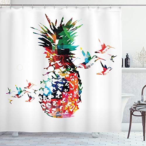ABAKUHAUS Ananas Duschvorhang, Moderne geometrische Kunst, mit 12 Ringe Set Stielvoll Modern Farbfest und Schimmel Resistent, 175x180 cm, Mehrfarbig Weiß ABAKUHAUS Ananas Duschvorhang, Moderne geometrische Kunst, mit 12 Ringe Set Stielvoll Modern Farbfest und Schimmel Resistent, 175x180 cm, Mehrfarbig Weiß von ABAKUHAUS