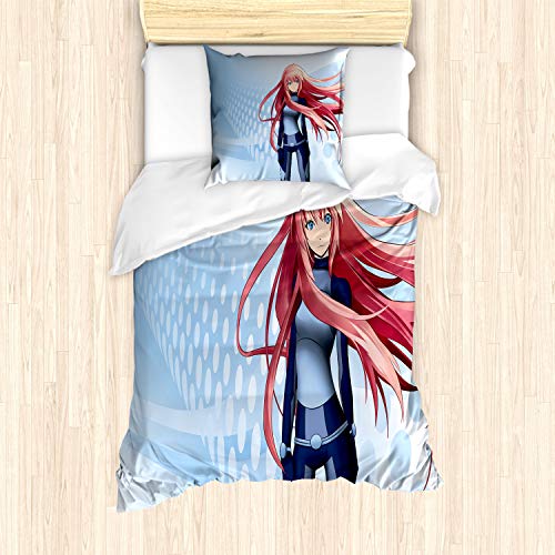 ABAKUHAUS Anime Bettbezug Set, Digitale futuristische Art, Milbensicher Allergiker geeignet mit Kissenbezügen, 135 cm x 200 cm - 80 x 80 cm, Hellblau ABAKUHAUS Anime Bettbezug Set, Digitale futuristische Art, Milbensicher Allergiker geeignet mit Kissenbezügen, 135 cm x 200 cm - 80 x 80 cm, Hellblau von ABAKUHAUS