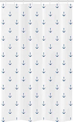 ABAKUHAUS Anker Schmaler Duschvorhang, Minimal Muster See Symbole, Badezimmer Deko Set aus Stoff mit Haken, 120 x 180 cm, Blau Weiß ABAKUHAUS Anker Schmaler Duschvorhang, Minimal Muster See Symbole, Badezimmer Deko Set aus Stoff mit Haken, 120 x 180 cm, Blau Weiß von ABAKUHAUS