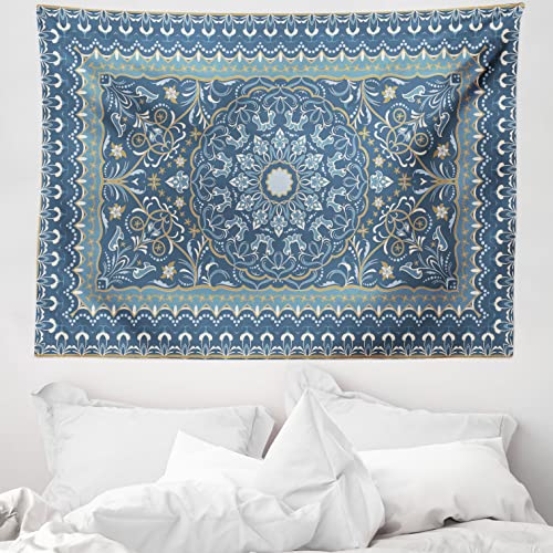 ABAKUHAUS Antique Oriental Wandteppich, Persian Inspire aus Weiches Mikrofaser Stoff Waschbar ohne Verblassen Digitaldruck, 150 x 110 cm, Blau grau von ABAKUHAUS