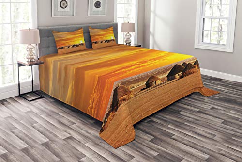 ABAKUHAUS Bauernhaus Tagesdecke Set, Landschaft, Set mit Kissenbezügen Waschbar, für Doppelbetten 220 x 220 cm, Orange Braun ABAKUHAUS Bauernhaus Tagesdecke Set, Landschaft, Set mit Kissenbezügen Waschbar, für Doppelbetten 220 x 220 cm, Orange Braun von ABAKUHAUS