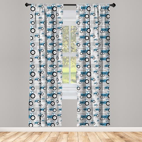 ABAKUHAUS Bauernhof Vorhänge, Gardinen, Traktor LKW Ernte Kunst, Fensterbehandlungen für Wohnzimmer Schlafzimmer Dekor, 2 Stück 75 cm b x 175 cm h, Sea Blue und hellgrau ABAKUHAUS Bauernhof Vorhänge, Gardinen, Traktor LKW Ernte Kunst, Fensterbehandlungen für Wohnzimmer Schlafzimmer Dekor, 2 Stück 75 cm b x 175 cm h, Sea Blue und hellgrau von ABAKUHAUS