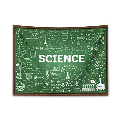 ABAKUHAUS Biologie Wandteppich, Wissenschaft Wort auf Tafel aus Weiches Mikrofaser Stoff Waschbar ohne Verblassen Digitaldruck, 150 x 110 cm, Grün braun von ABAKUHAUS