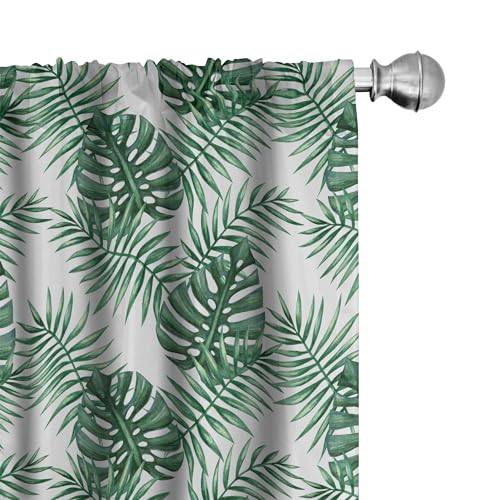 ABAKUHAUS Blatt Vorhänge, Gardinen, Palm Mango Banana Tree, Fensterbehandlungen für Wohnzimmer Schlafzimmer Dekor, 2 Stück 75 cm b x 175 cm h, Waldgrün von ABAKUHAUS