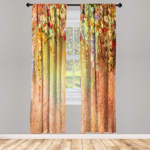 ABAKUHAUS Blume Vorhänge, Abstrakte Kräuter Alternative Medizin Blüten Zurück Röschen Sträucher Entwurf, Fensterbehandlungen 2 Panel Set für Wohnzimmer Schlafzimmer Dekor, 150 x 175 cm, Persian orange von ABAKUHAUS