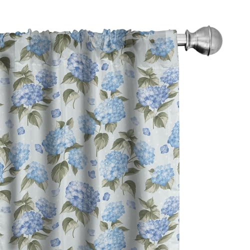 ABAKUHAUS Blume Vorhänge 2er-Pack, Hortensie Blumen Weichem Hintergrund Wedding Braut Künstlerisches Design, Vorhang für Wohnzimmer Schlafzimmer, 4 Stück 75 cm x 225 cm, Blassblau resedagrün ABAKUHAUS Blume Vorhänge 2er-Pack, Hortensie Blumen Weichem Hintergrund Wedding Braut Künstlerisches Design, Vorhang für Wohnzimmer Schlafzimmer, 4 Stück 75 cm x 225 cm, Blassblau resedagrün von ABAKUHAUS