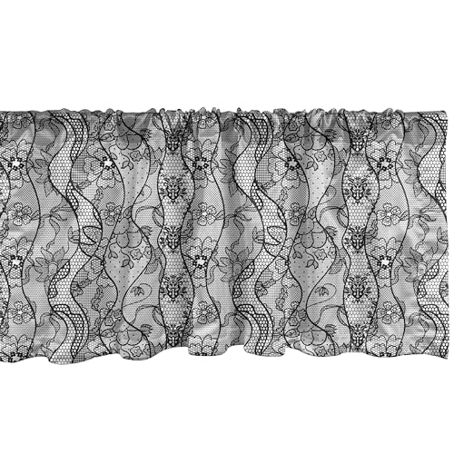 ABAKUHAUS Blumen Fenster Volant, Lace Gothic-Muster, Vorhang Volant für Küche Schlafzimmer Dekor mit Stangentasche, 137 cm X 45 cm, Grau schwarz von ABAKUHAUS