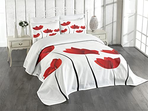 ABAKUHAUS Blumen Tagesdecke Set, Vivid Rose Flower Petal, Set mit Kissenbezug Kein verblassen, für Einzelbetten 170 x 220 cm, Rot ABAKUHAUS Blumen Tagesdecke Set, Vivid Rose Flower Petal, Set mit Kissenbezug Kein verblassen, für Einzelbetten 170 x 220 cm, Rot von ABAKUHAUS