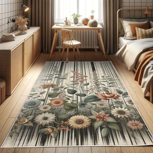 ABAKUHAUS Botanisch Dekorativer Teppich, Nostalgischer Garten auf Linien, Hochwertiger Flächenteppich für Schlafzimmer und Wohnzimmer, 122x170 cm, Salbeigrün ABAKUHAUS Botanisch Dekorativer Teppich, Nostalgischer Garten auf Linien, Hochwertiger Flächenteppich für Schlafzimmer und Wohnzimmer, 122x170 cm, Salbeigrün von ABAKUHAUS