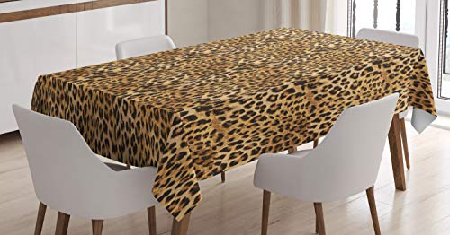 ABAKUHAUS Braun Tischdecke, Leopard-Druck, Pflegeleicht Waschbar Schmutzabweisend und mit Klaren Farben Hochwertiger Druck, 140 x 240 cm, Braun von ABAKUHAUS