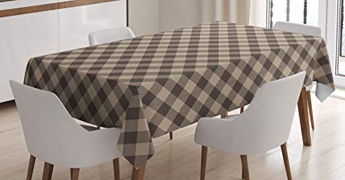 ABAKUHAUS Brown Plaid Tischdecke, Plaid-Muster-Weinlese, Inn und Outdoor Bereich geeignet Waschbar Druck Klare Farben Kein Verblassen, 140 x 240 cm, Dunkle Taupe von ABAKUHAUS