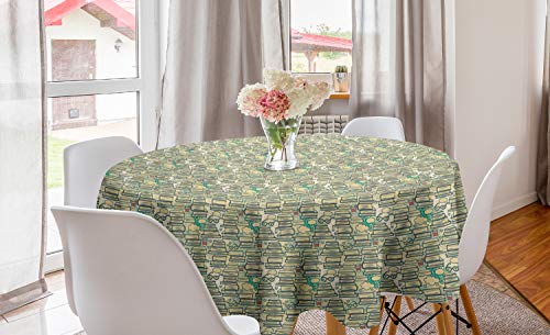 ABAKUHAUS Buchliebhaber Runde Tischdecke, Stapel Bücher Kaffee, Kreis Tischdecke Abdeckung für Esszimmer Küche Dekoration, 150 cm, Creme Mandelgrün ABAKUHAUS Buchliebhaber Runde Tischdecke, Stapel Bücher Kaffee, Kreis Tischdecke Abdeckung für Esszimmer Küche Dekoration, 150 cm, Creme Mandelgrün von ABAKUHAUS