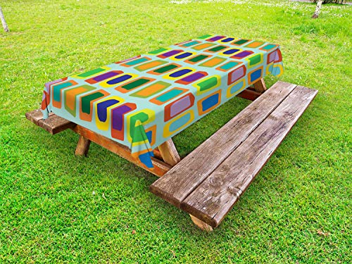 ABAKUHAUS Bunt Outdoor-Tischdecke, Ungleiche Rectangles, dekorative waschbare Picknick-Tischdecke, 145 x 265 cm, Mandelgrün Aprikose ABAKUHAUS Bunt Outdoor-Tischdecke, Ungleiche Rectangles, dekorative waschbare Picknick-Tischdecke, 145 x 265 cm, Mandelgrün Aprikose von ABAKUHAUS