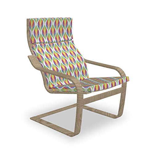 ABAKUHAUS Bunt Poäng Sessel Polster, Regenbogen-Blatt-Motive Kunst, Sitzkissen mit Stuhlkissen mit Hakenschlaufe und Reißverschluss, Mehrfarbig von ABAKUHAUS