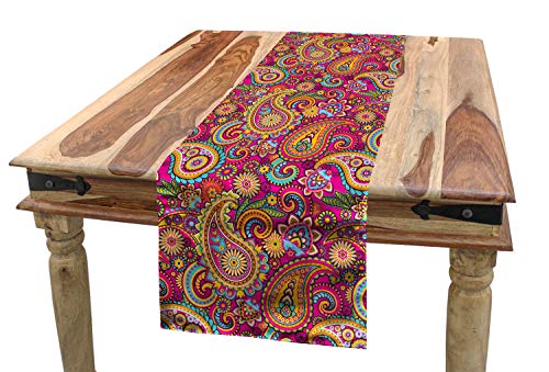 ABAKUHAUS Bunt Tischläufer, Paisley Osten, Esszimmer Küche Rechteckiger Dekorativer Tischläufer, 40 x 180 cm, Magenta von ABAKUHAUS