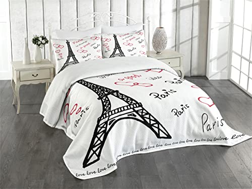 ABAKUHAUS Eiffelturm Tagesdecke Set, Eiffelturm Paris, Set mit Kissenbezug Moderne Designs, für Einzelbetten 170 x 220 cm, Weiß Schwarz Rot ABAKUHAUS Eiffelturm Tagesdecke Set, Eiffelturm Paris, Set mit Kissenbezug Moderne Designs, für Einzelbetten 170 x 220 cm, Weiß Schwarz Rot von ABAKUHAUS