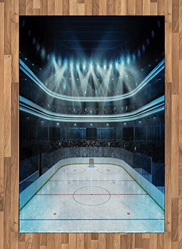 ABAKUHAUS Eishockey Teppich, Sport Arena Foto Fans, Deko-Teppich digitaler Druck deren Farbe Nicht abfällt/langfristig, 120 x 180 cm, Multicolor von ABAKUHAUS