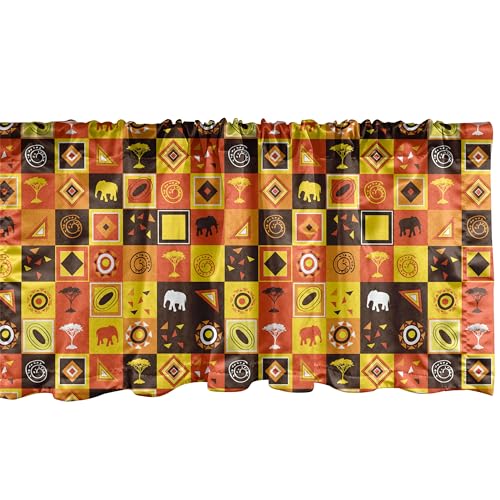 ABAKUHAUS Elefant Fenster Volant, Squares Kunst, Vorhang Volant für Küche Schlafzimmer Dekor mit Stangentasche, 137 cm X 45 cm, Mehrfarbig von ABAKUHAUS