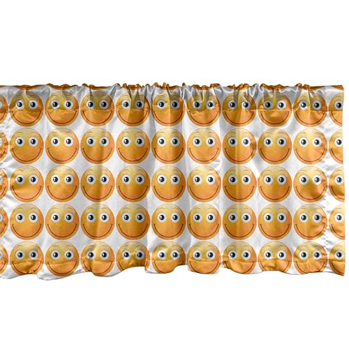 Abakuhaus Emoticon Fenster Volant, Glückliche liebevolles Gesicht Mood, Vorhang Volant für Küche Schlafzimmer Dekor mit Stangentasche, 137 cm X 30 cm, Gelb von ABAKUHAUS