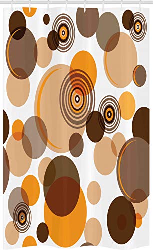 ABAKUHAUS Erdfarben Schmaler Duschvorhang, Chaotische Spots Ringe, Badezimmer Deko Set aus Stoff mit Haken, 120 x 180 cm, Orange Braun Tan von ABAKUHAUS
