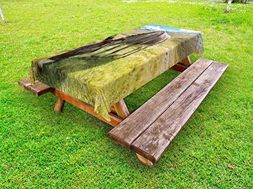 ABAKUHAUS Esel Outdoor-Tischdecke, Esel Essen Berg Gras, dekorative waschbare Picknick-Tischdecke, 145 x 305 cm, Mehrfarbig von ABAKUHAUS