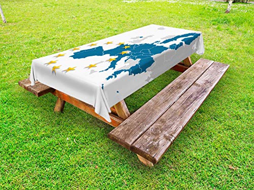 ABAKUHAUS Europa Outdoor-Tischdecke, Europäische Karte mit den Staaten, dekorative waschbare Picknick-Tischdecke, 145 x 265 cm, Blau grau ABAKUHAUS Europa Outdoor-Tischdecke, Europäische Karte mit den Staaten, dekorative waschbare Picknick-Tischdecke, 145 x 265 cm, Blau grau von ABAKUHAUS